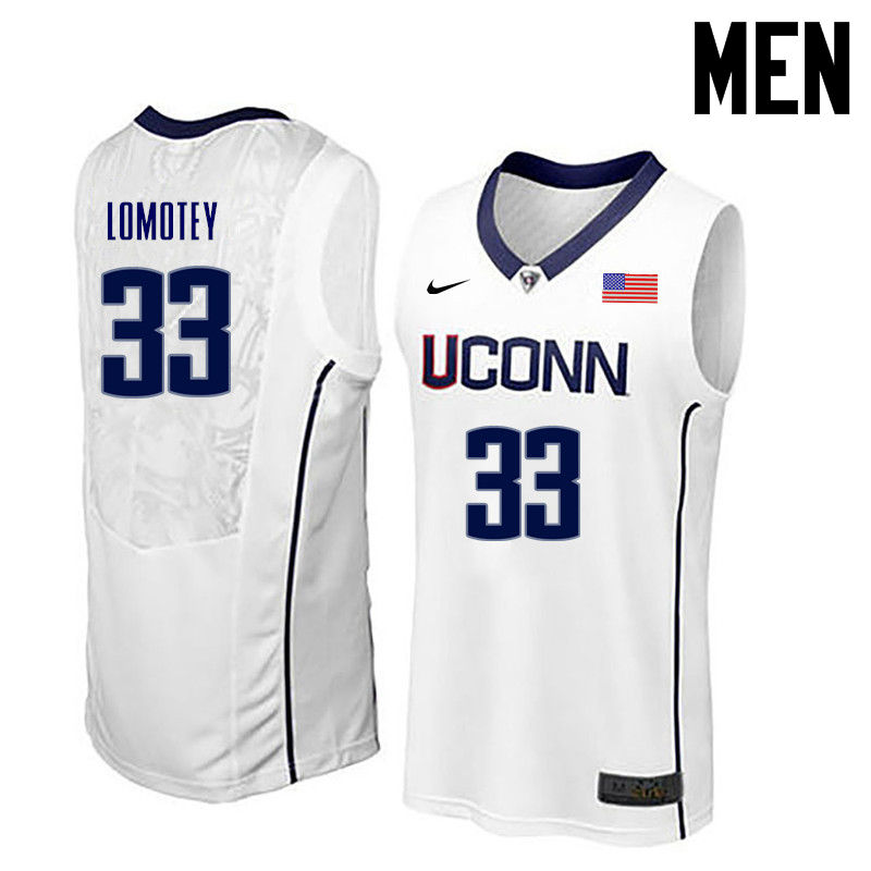 Men Uconn Huskies #33 Restinel Lomotey College Basketball Jerseys-White